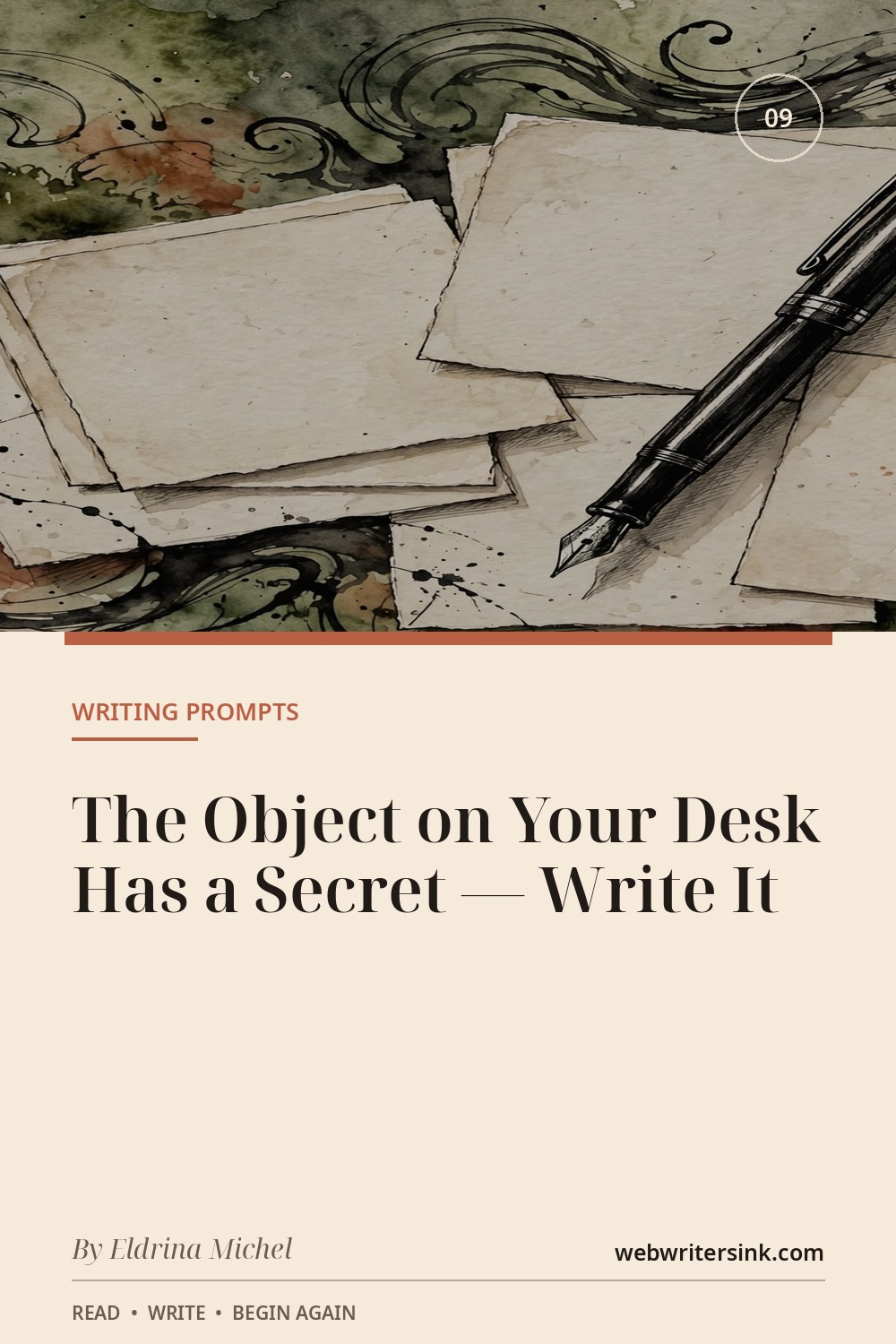 Illustrated desktop objects arranged around a hidden clue