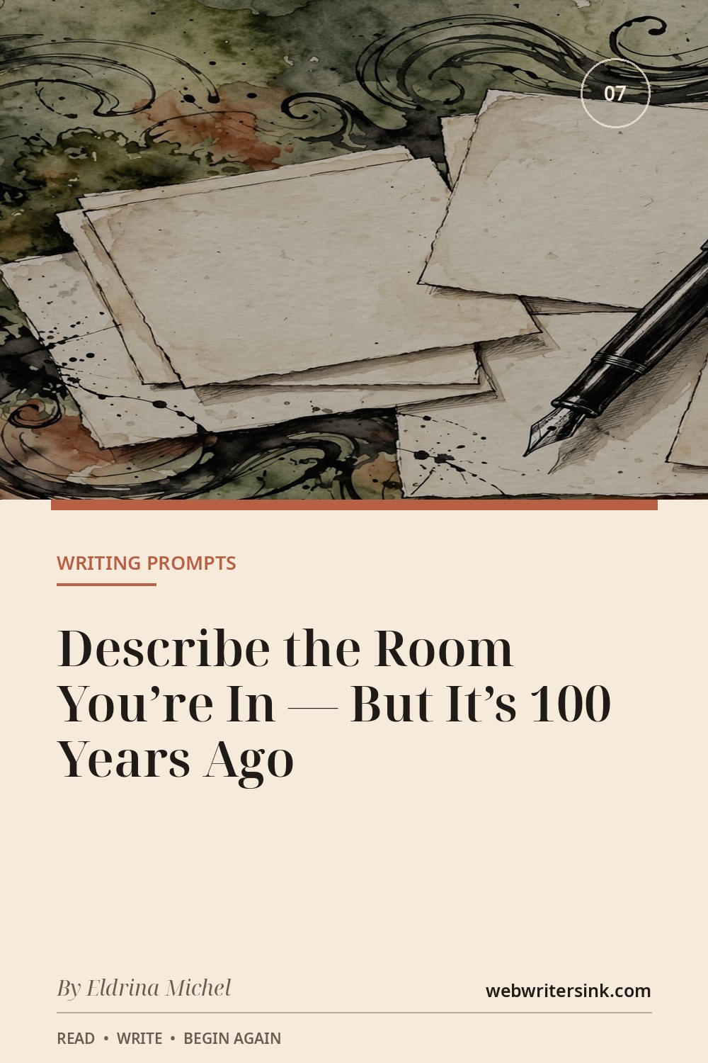 Illustrated historic room with period writing details