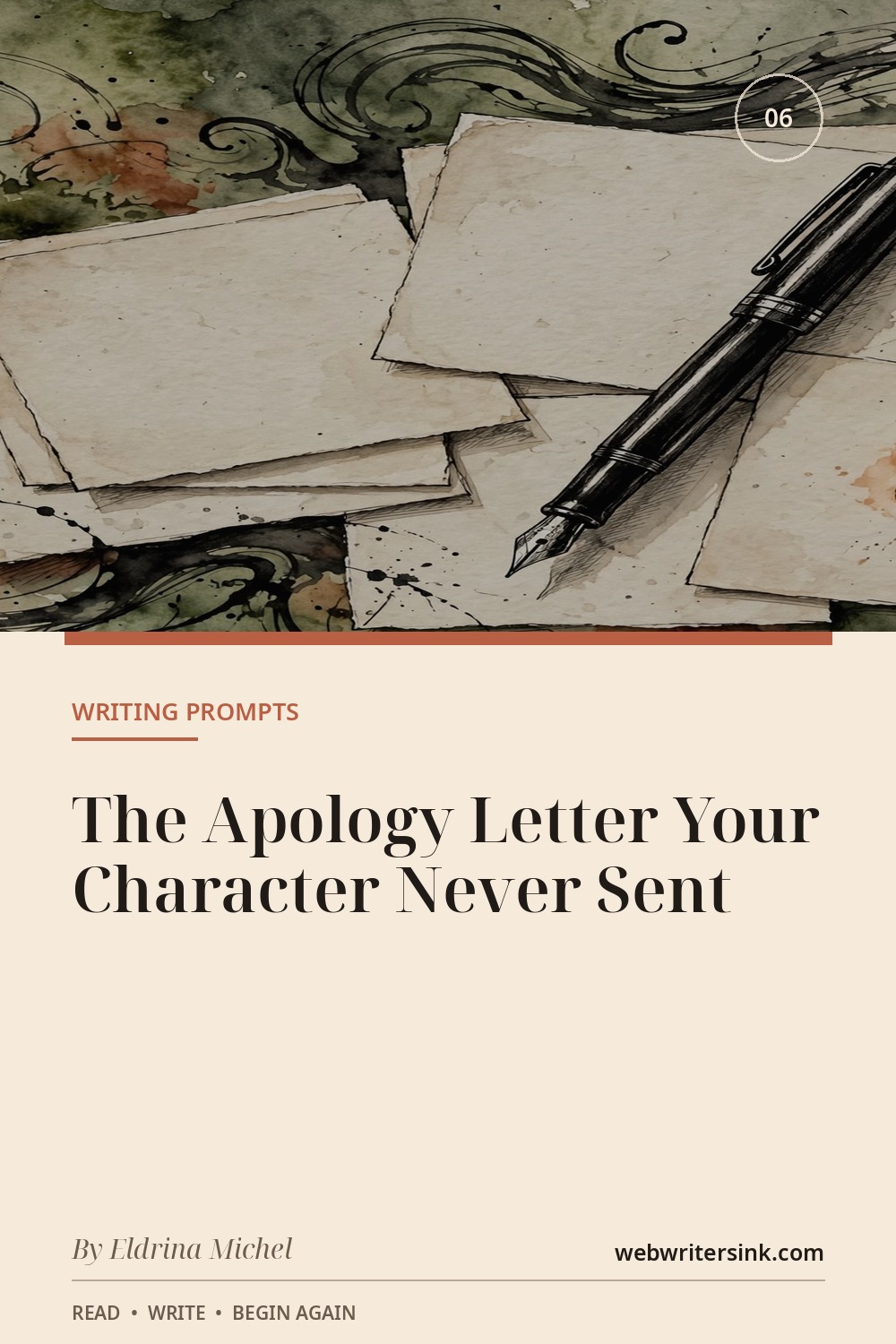Illustrated unsent letter and writing pen